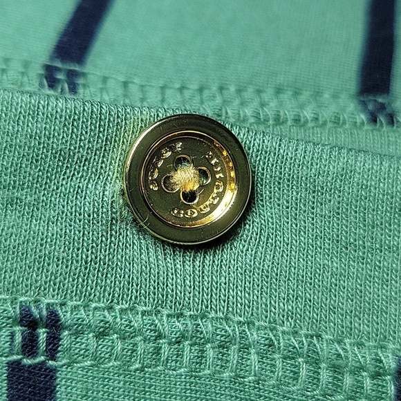 Y2k Vintage Juicy Couture Button Up Tshirt Cardigan Green & Navy Striped SZ:M - Picture 5 of 11